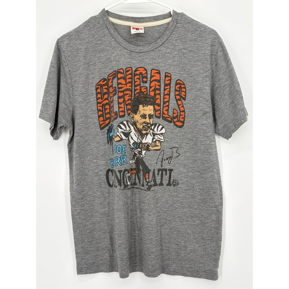 Homage Joe Burrow Cincinnati Bengals Caricature T Shirt Gray Medium NFL